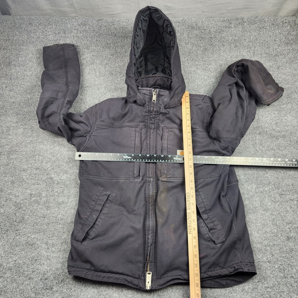 Carhartt Mens Quick Duck Jefferson Traditional Jacket Black Hooded BLK M - Picture 2 of 15